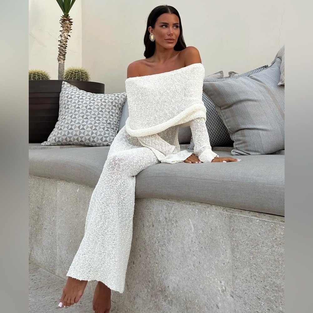 Micas NWT Off-Shoulder White Knit Dress